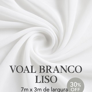 Tecido Voal Branco Liso para Cortina e Decoração - 7m x 3m - Promoção 30% OFF