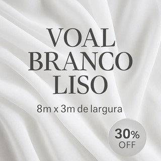 Tecido Voal Branco Liso para Cortina e Decoração - 8m x 3m - Promoção 30% OFF