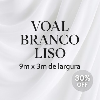 Tecido Voal Branco Liso para Cortina e Decoração - 9m x 3m - Promoção 30% OFF