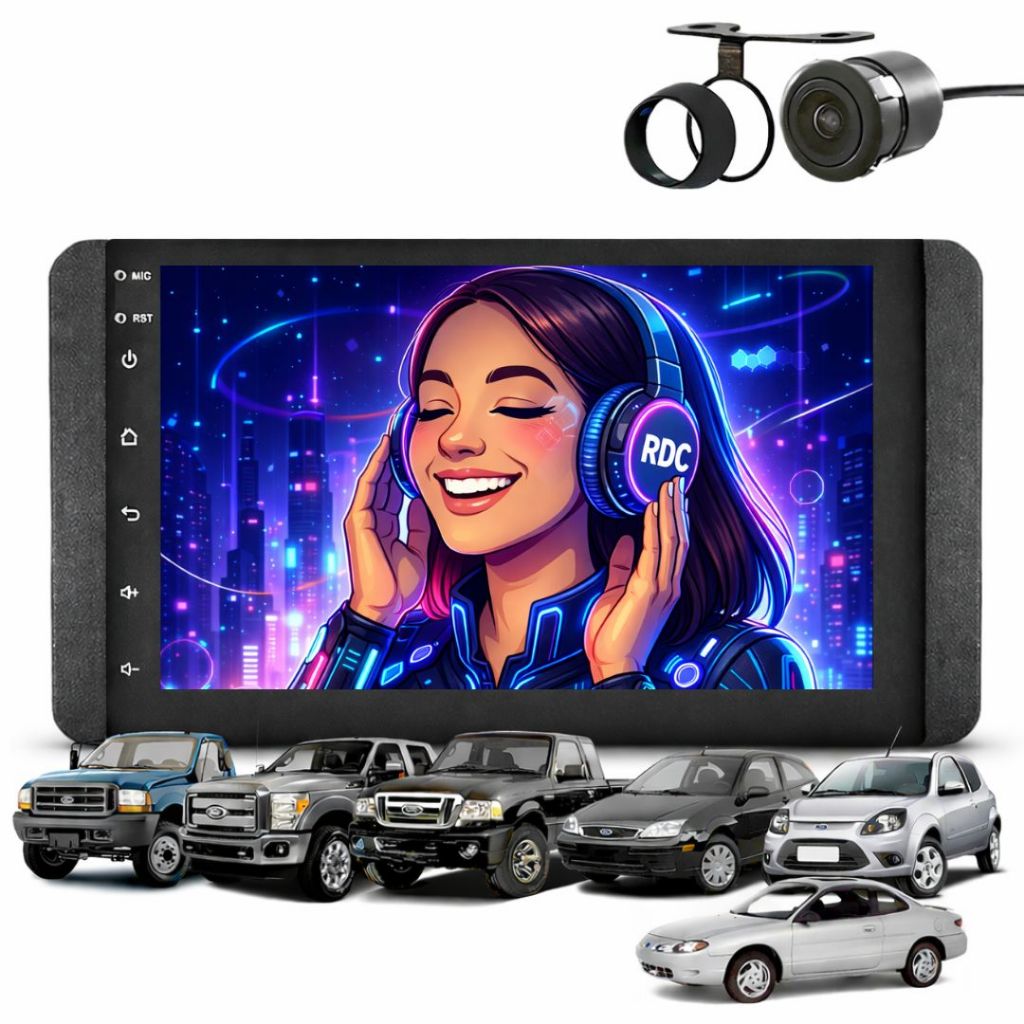 Kit Central Multimídia Mp5 2 Din Android Premium 2gb 32gb Ford Ka Focus Ranger Escort Ranger F250