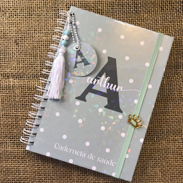 Caderneta de Saúde Infantil Personalizada A5 | SUS Atualizado | Capa Dura | Poa Verde Agua