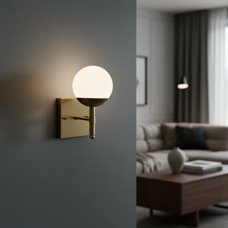 luminária arandela de Parede Quadrado alumínio Com Vidro Globo fosco 12cm de casa canto de sala quarto cabeceira cama