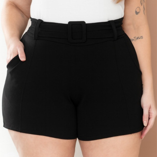 SHORT PLUS SIZE FEMININO LYCRA PREMIUM CÓS ALTO ELÁSTICO FIVELA ENCAPADO COM BOLSO em Oferta na Shopee