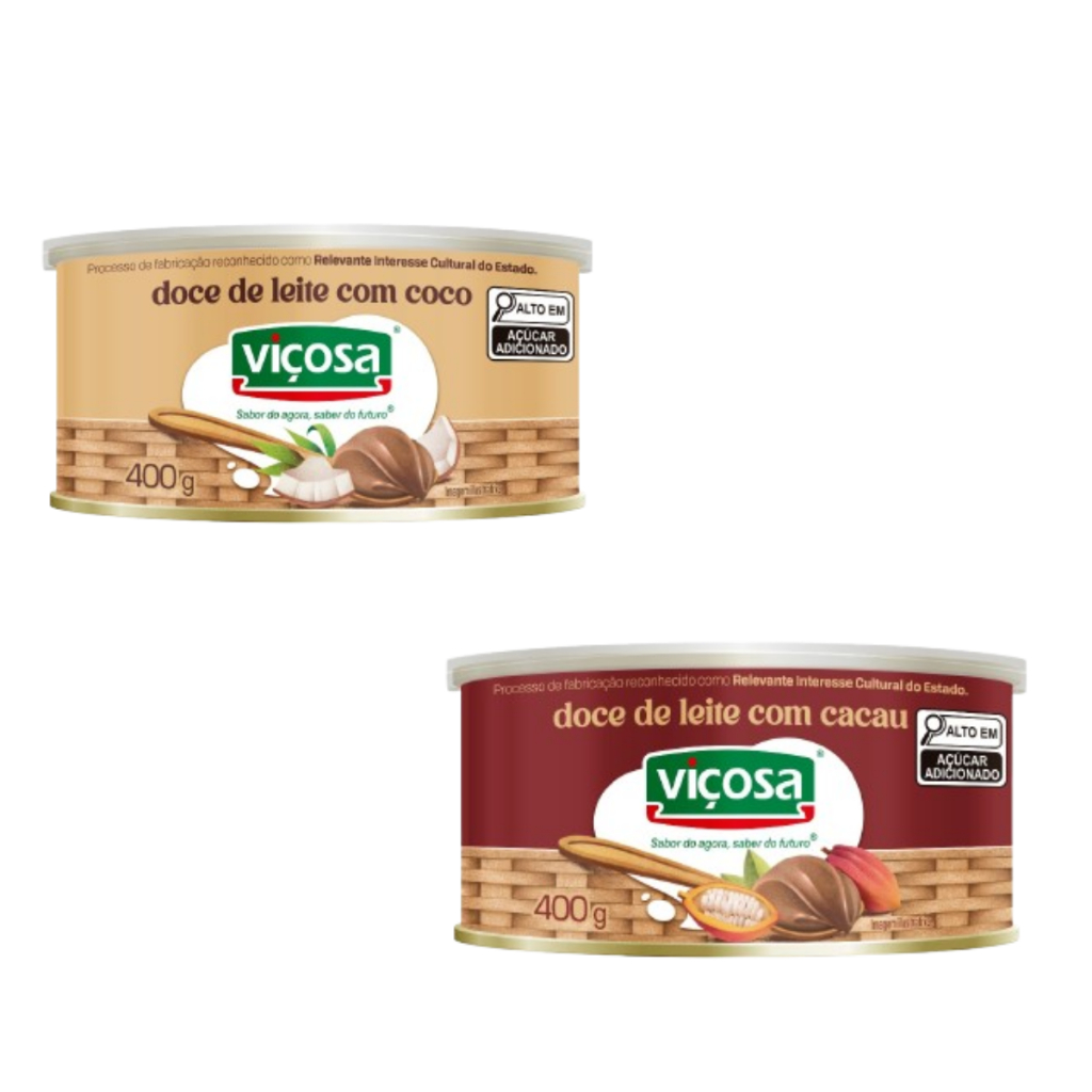 Kit 6 Doce De Leite Viçosa Coco 400g + Viçosa Cacau 400g