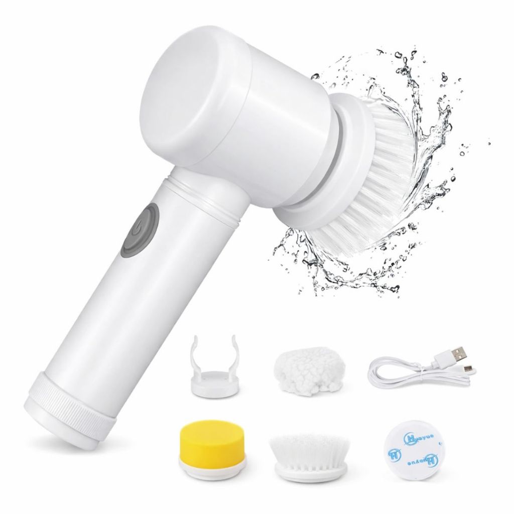 Escova de Limpeza Elétrica Portátil 5 em 1 | Esfregão Elétrico para Azulejos, Pias e Estofados em Oferta na Shopee
