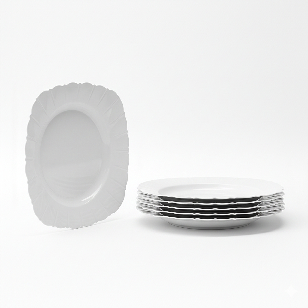 Jogo Pratos Jantar e Sobremesa Pétala Branco Resistente Lavável Reutilizável Kit Misto Micro-ondas Buffet Festa Refeição