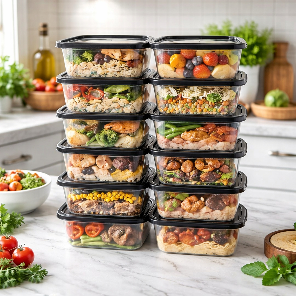 Kit Potes Marmitas 1 Litro Livre De Bpa Transparente Microondas Freezer Organizador Retangular