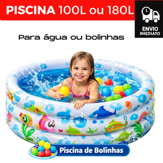 Piscina Infantil Inflável 3 Anéis 100 Litros e 180 Litros Fundo Do Mar Para Crianças Bebes Campo Praia Resistente em Oferta na Shopee