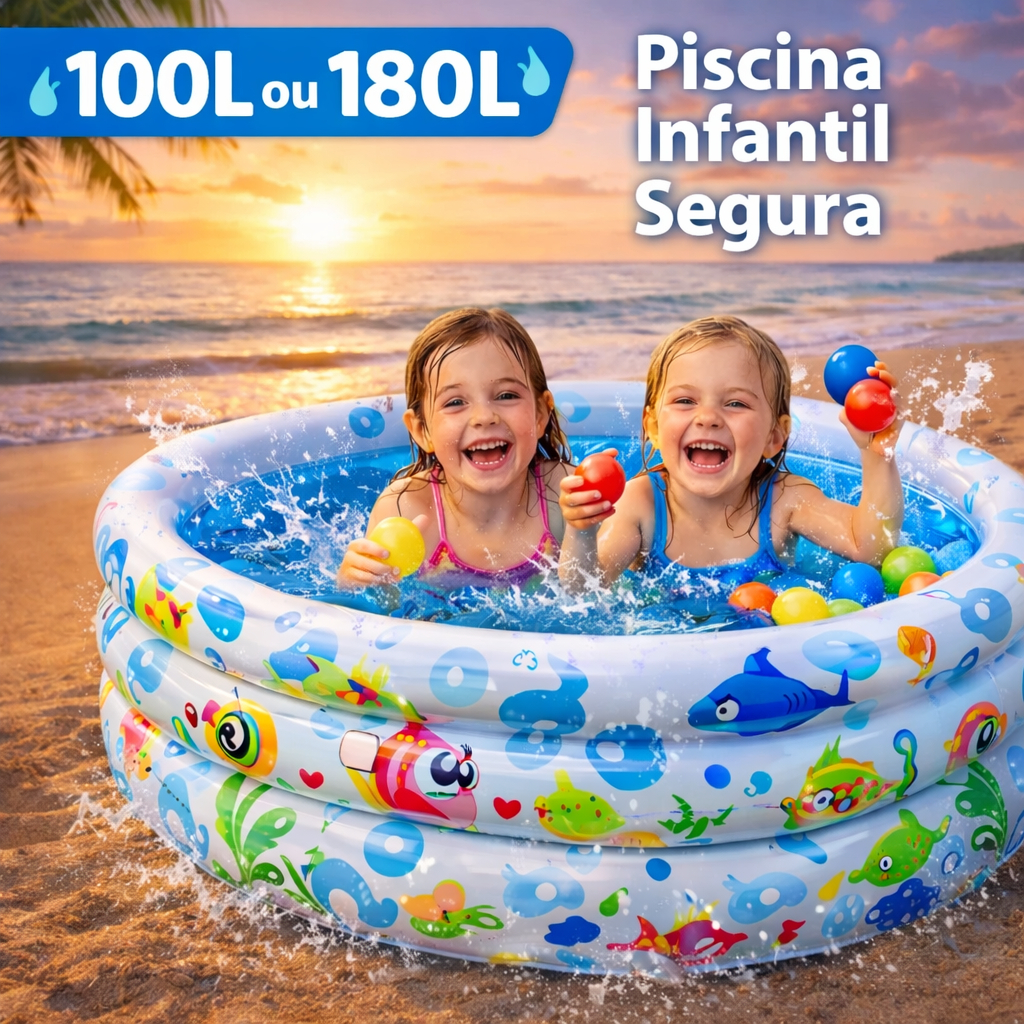 Piscina Infantil Inflável Redonda 100L ou 180L Segura e Resistente Diversão Garantida
