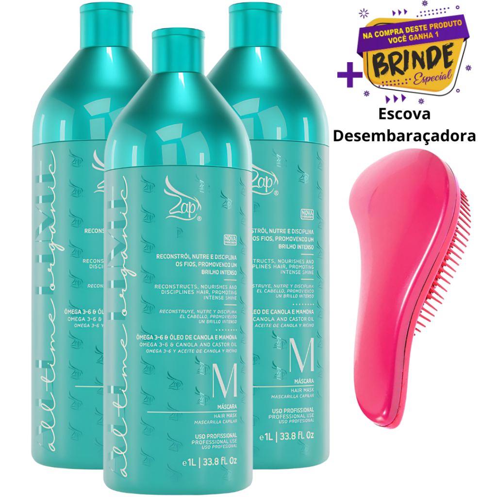Kit C/3 Progressiva Zap All Time Organica Máscara Original! em Oferta na Shopee