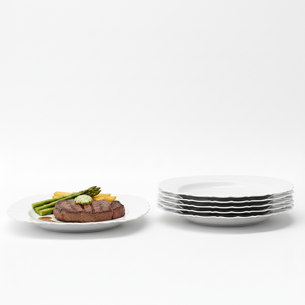 Jogo Pratos Jantar e Sobremesa Pétala Branco Resistente Reutilizável Lavável Micro-ondas Cozinha Buffet Festa Misto