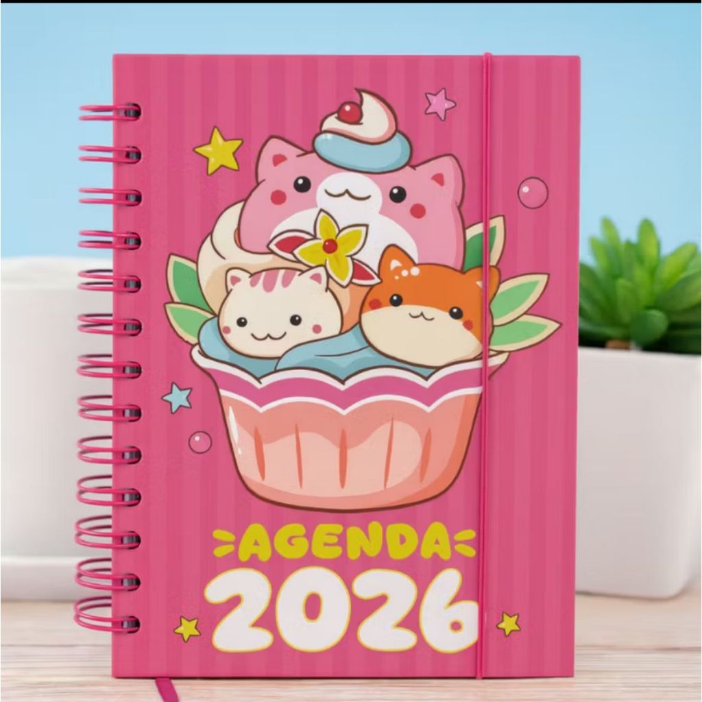 Agenda 2026 Gato Fofo Capa Dura 168 Folhas 11x15/ 2cm Calendário Diário Planejamento Pessoal