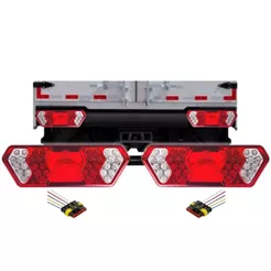 Par Lanterna Traseira Implementos Modelo Guerra Carreta Truck Led 24V Universal Após 2012 + Chicotes