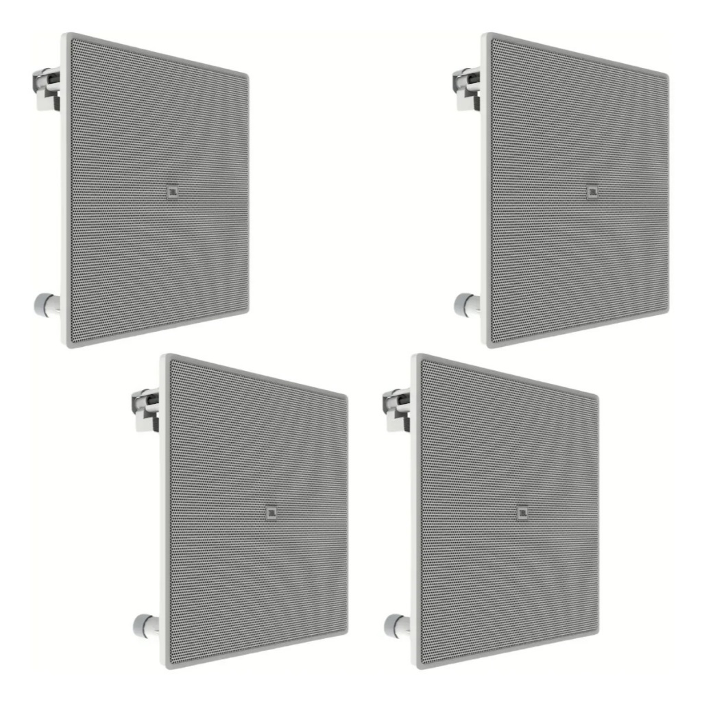 Kit 4 Arandelas JBL 6CO3Q+ 140w Quadrada 6 Polegadas Embutir Teto Gesso Caixa Som Ambiente Selenium