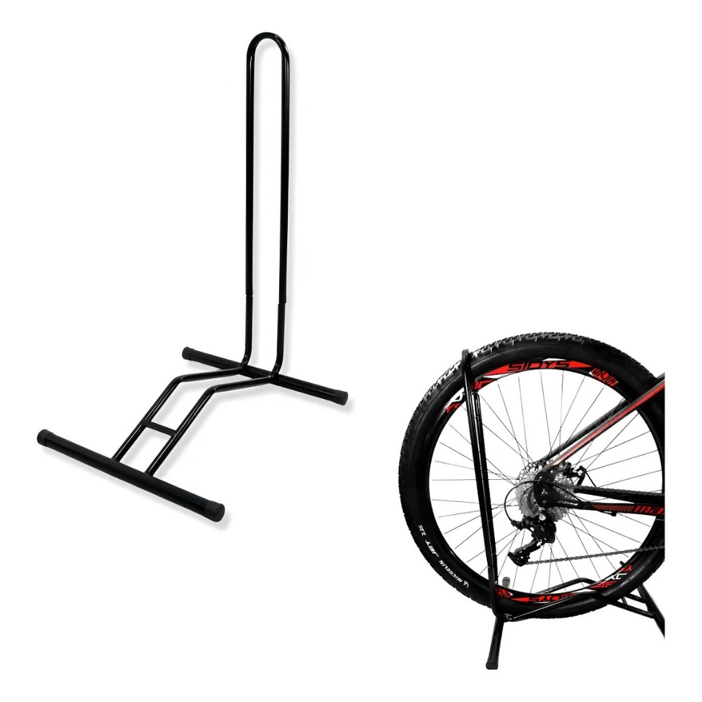 Suporte para bicicleta bike Chão Expositor Manutenção Lavagem Bicicletário Preto