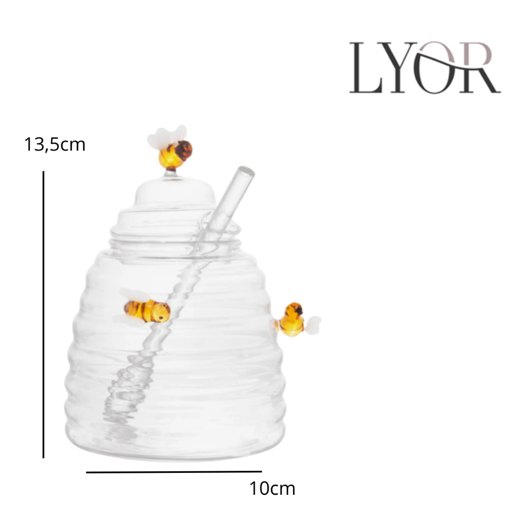 Meleira De Vidro Com Tampa Modelo Lovely Bee 470ml Lyor · foto 2