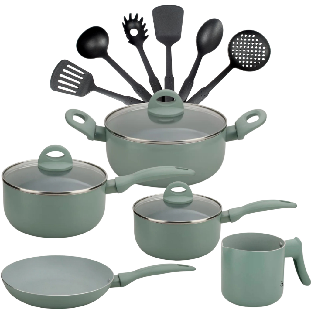 Jogo De Panela Antiaderente Com Indução Creme 21 Peças Kit De Panela Para Cozinha Com Acessórios