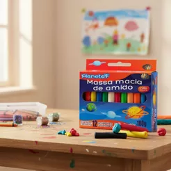 Massinhas de Modelar 12 Cores 180g Colorida Material Escolar Massa de Amido Escolar Arte