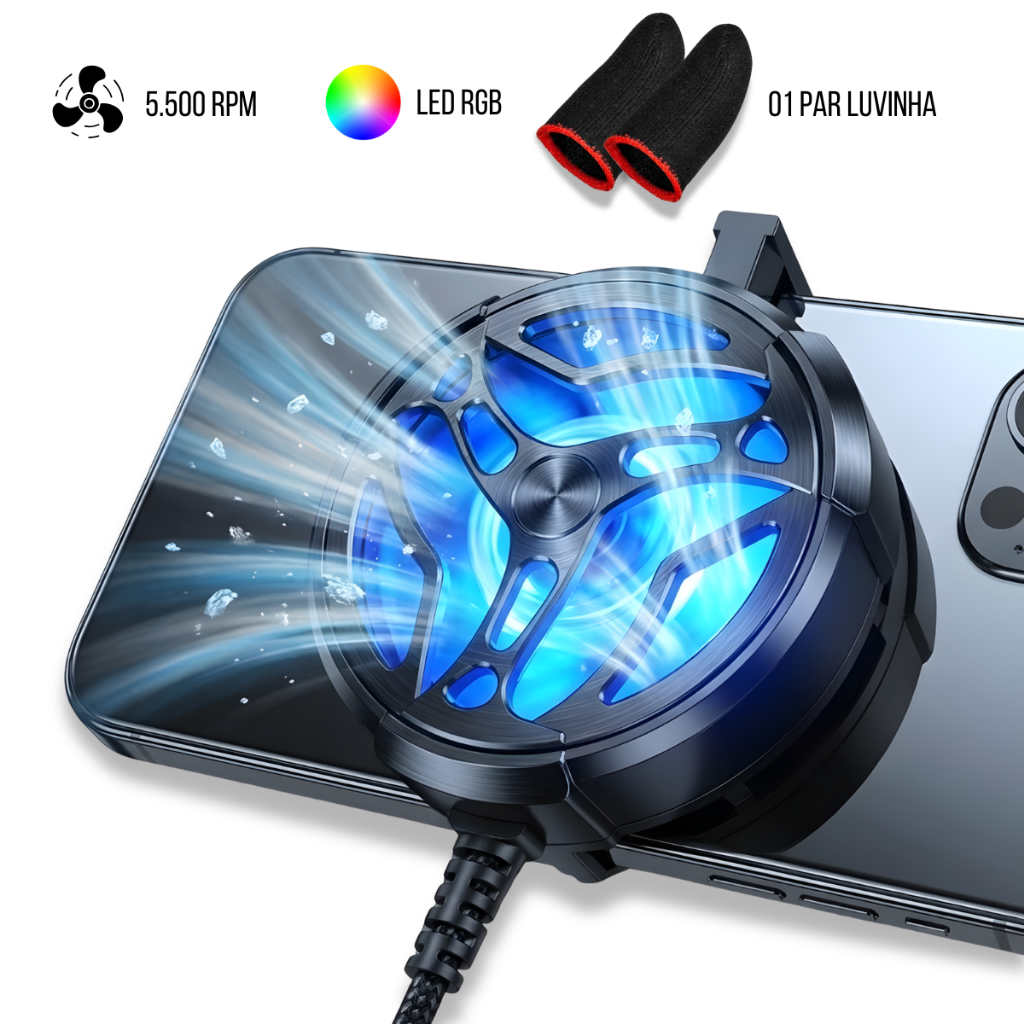 Cooler Celular Gamer Pro LED Rgb Cooler Celular