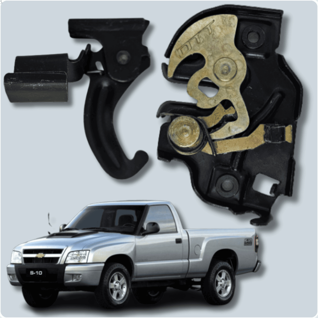 Kit Fechadura Trava Gancho Superior + Fecho Trinco Inferior Capô Para GM Chevrolet S10 Blazer Silverado
