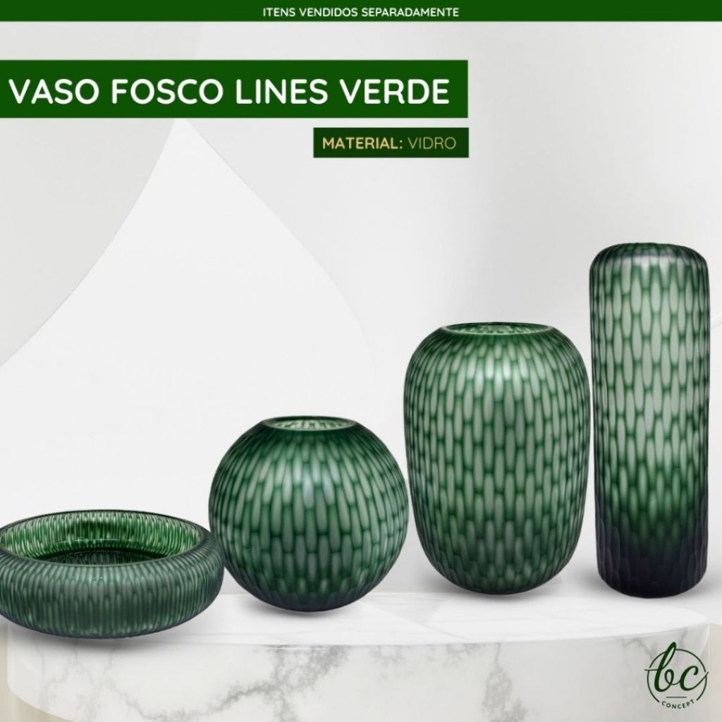 Vaso Fosco Lines Verde Vidro Decorativo Design Elegante Sofisticado Textura Moderna em Oferta na Shopee