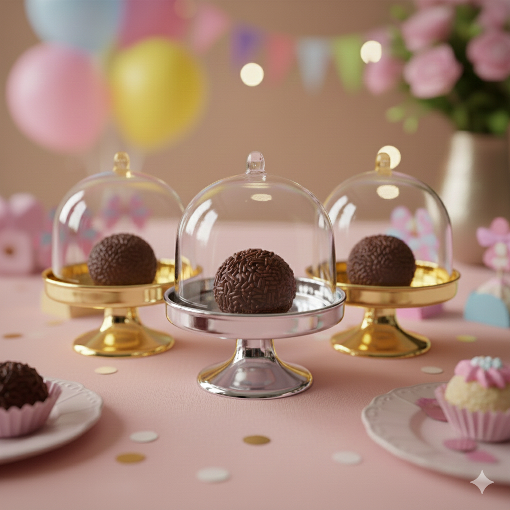 Mini Cúpula Prata de 8x5cm para Lembrancinhas, Decoração Festas Doces e Artesanato - Pequenas Cúpulas para Papel