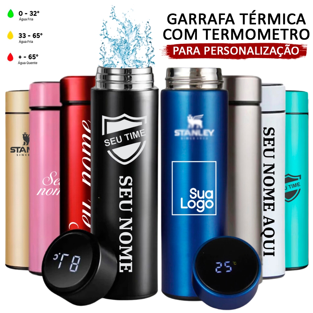 [Liquidação]Garrafa Térmica Aço Inox Portátil 500ml Infantil com Termometro e Visor LED Temperatura