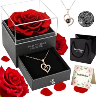 Rosa Eterna Preservada Caixa Presente E Colar Feminino Eu te amo 100 Idiomas Mãe Esposa Namorada Presente Dia da Mulher em Oferta na Shopee