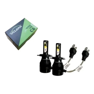 Kit Lâmpada Super Led C6 H4 12v 24v 37w 7800lm H4 Branco VClear em Oferta na Shopee
