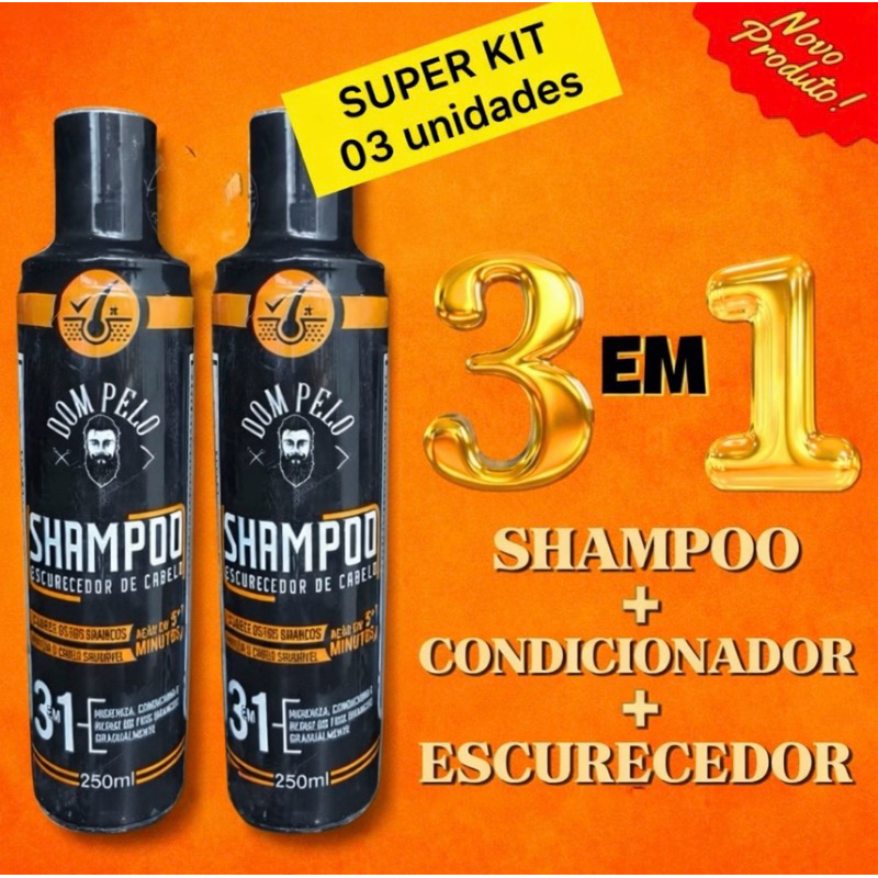 Shampoo Escurecedores Dom Pelo 250ml Reduz Fios Brancos -Dom Pelo Original - Envio Imediato