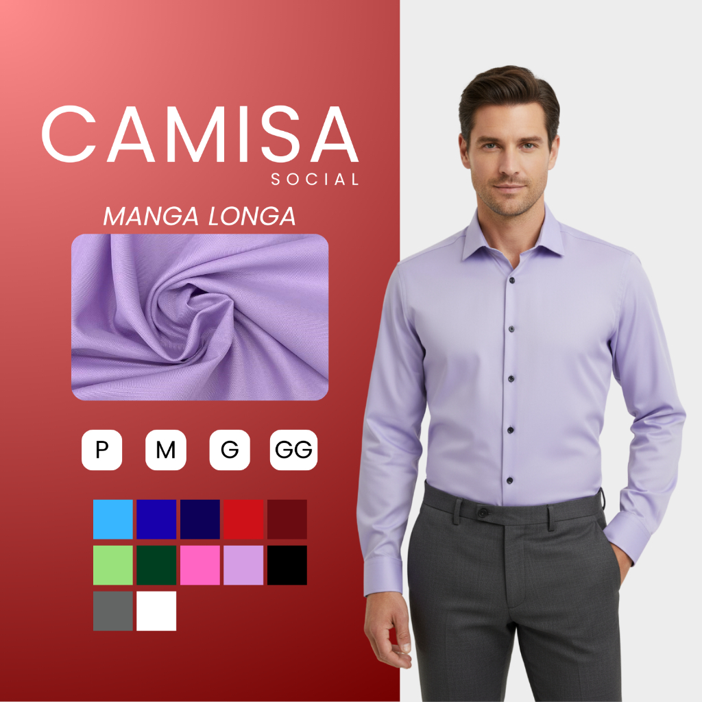 Camisa Social Manga Longa Slim Fit De Microleve Não Amassa