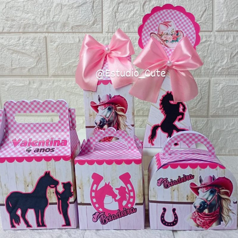KIT PERSONALIZADOS TEMA BOIADEIRA MENINA ROSA (PEGUE E MONTE) LEMBRANCINHA PERSONALIZADA FESTA INFANTIL MIMO ANIVERSÁRIO
