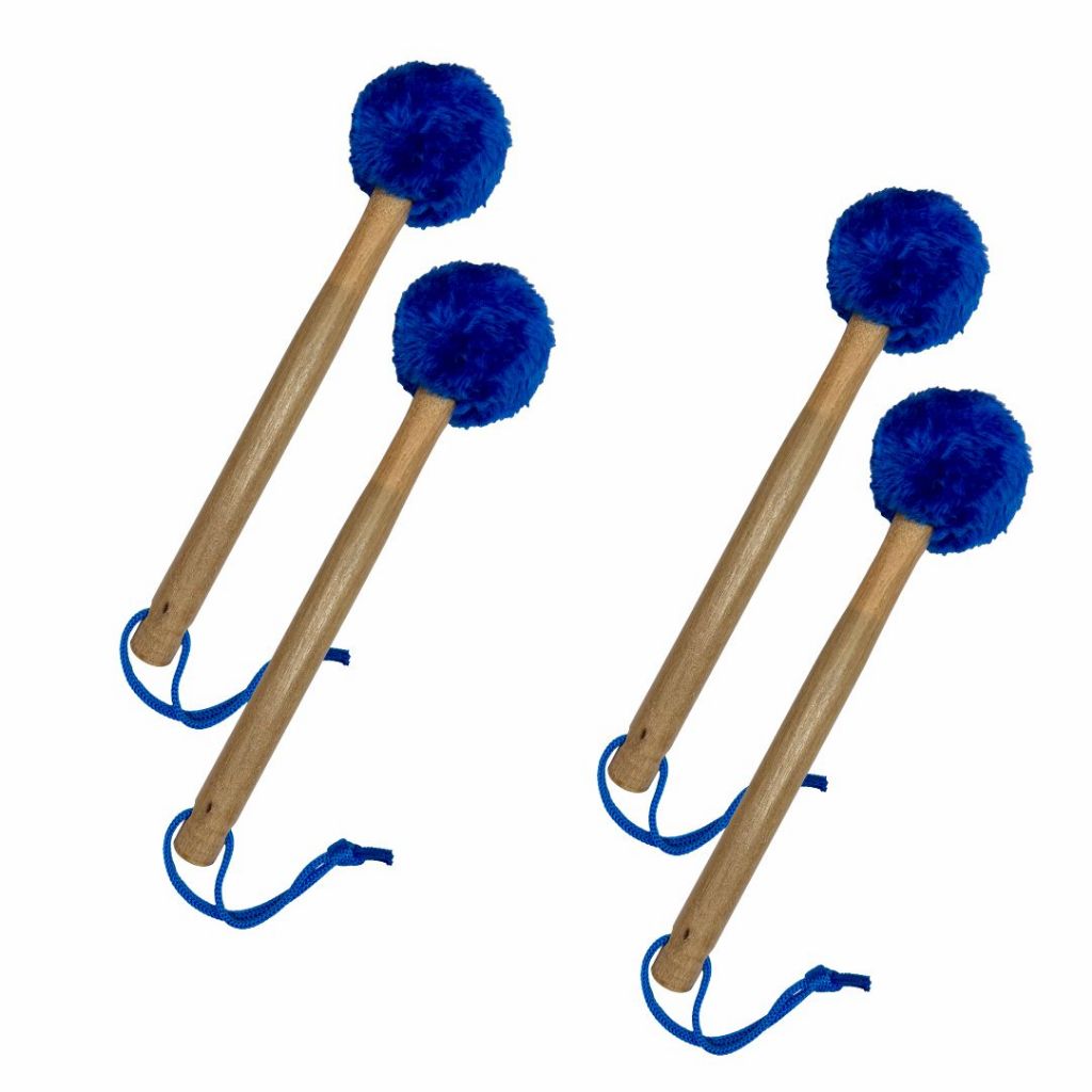Kit C/4 Maçanetas Ponta Pelúcia Azul P/ Fanfarra / Surdo / Bumbo ( Baqueta / Banda Marcial )  - R2947