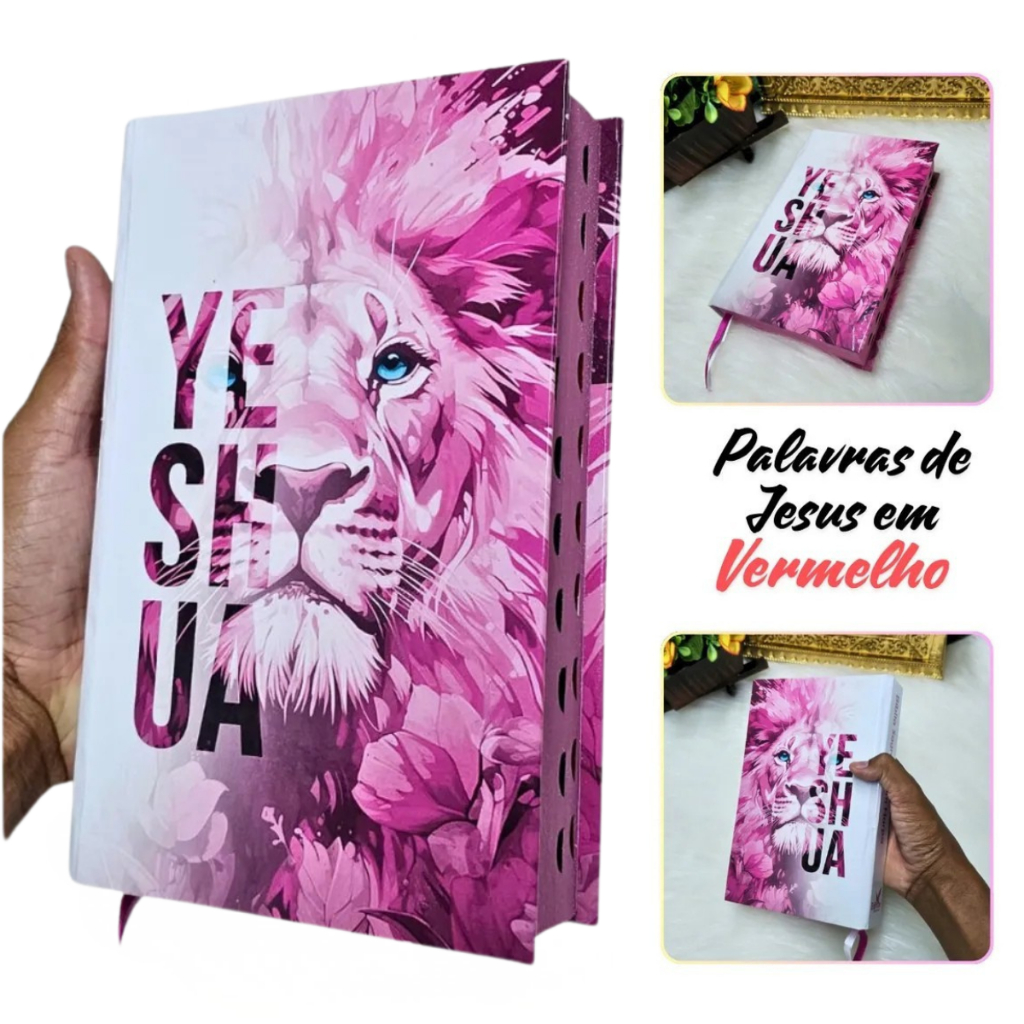 Bíblia Sagrada Feminina Evangélica Luxo Letra Média Harpa Cristã Capa Dura Leão Ferreira A...