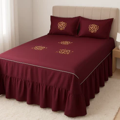 COLCHA COBRE LEITO CASAL BOX BORDADA OXFORD 3PÇS COM BABADO