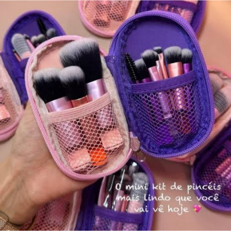 NA1108 Kit 10 mini pincéis para Maquiagem com estojo bolsa para viagem-312-097