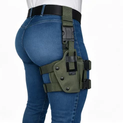 Coldre Tático Robocop Verde – Ajustável Cintura/Perna | Lado Direito (Destro) | Uso Airsoft & Tático