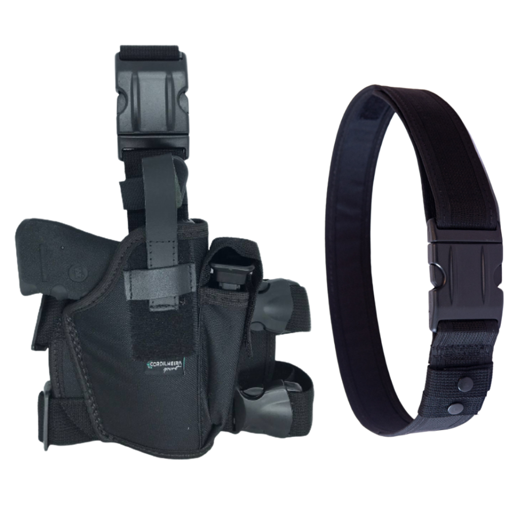 Coldre Destro (Lado Direito) Spark Cintura ou Perna – Preto + Cinto N/A - Militar Tático Ajustável em Oferta na Shopee