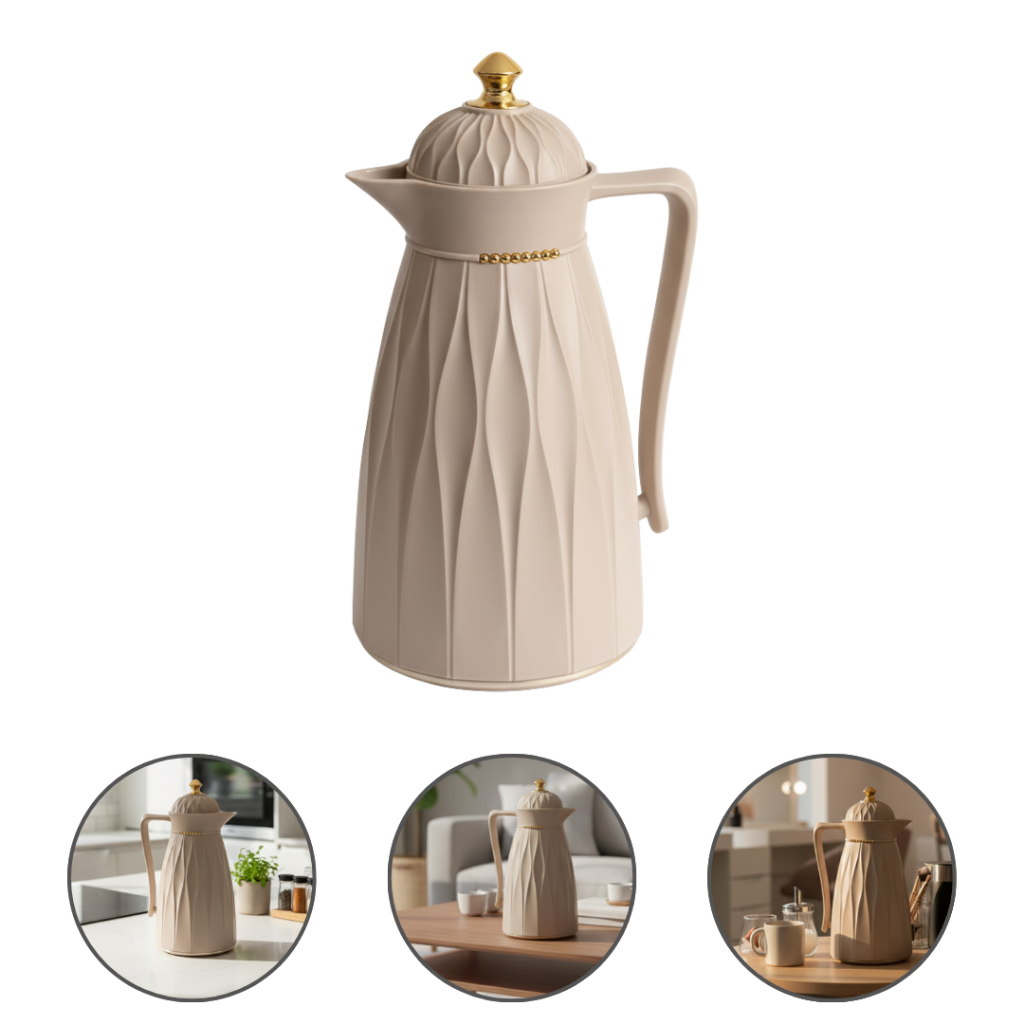 Garrafa Térmica 1 Litro Café Chá Mesa Posta Escritório Botão Click Imperio Cor Creme em Oferta na Shopee