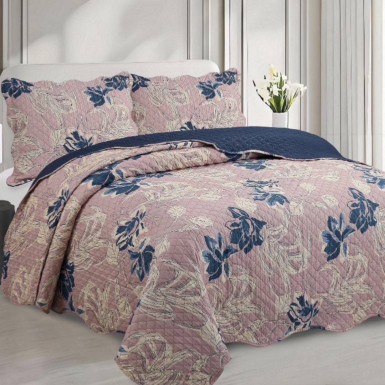 Kit Colcha Cobre Leito King 3 Peças Estampada