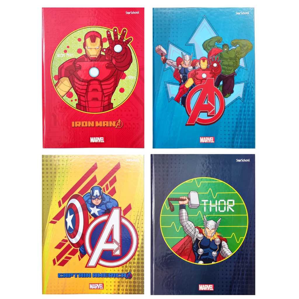 caderno brochurão costurado avengers vingadores capa dura 200mmx275mm grande