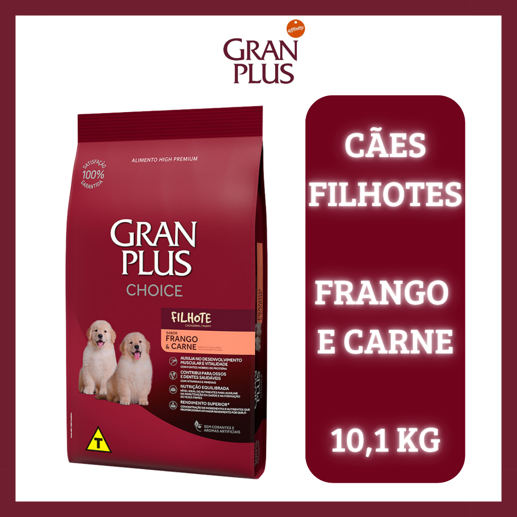 Ração GranPlus Choice para Cães Filhotes Sabor Frango e Carne 10,1kg