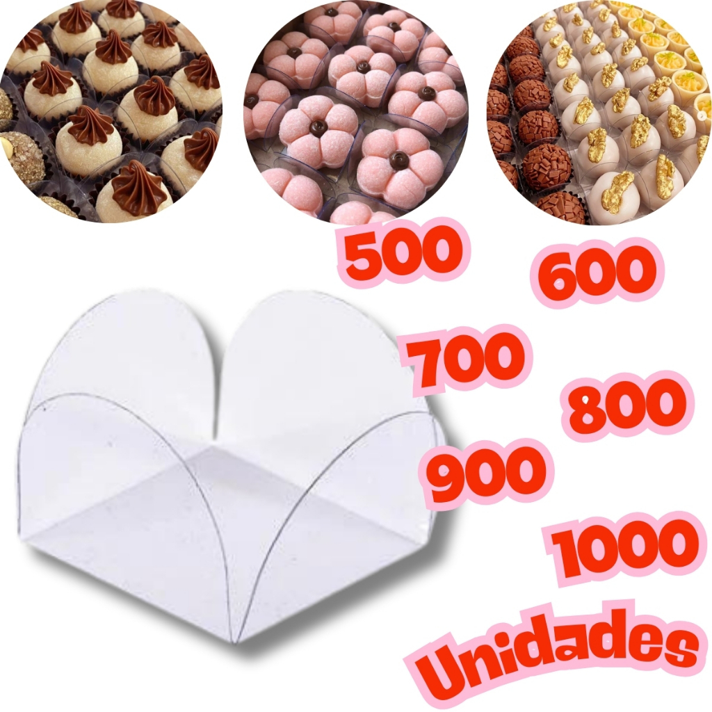 500-1000 Forminhas para Docinhos em Acetato Transparente Crystal Doces Finos Casamento Acrílico Luxo