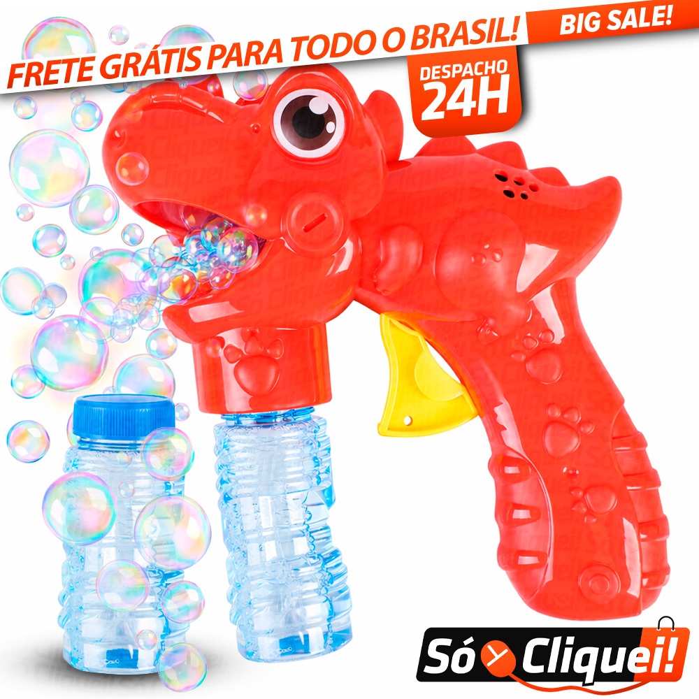 Maquina Lança Bolhas de Sabão Dinossauro Unicórnio Gatilho Fricção Brinquedo Criança Infantil