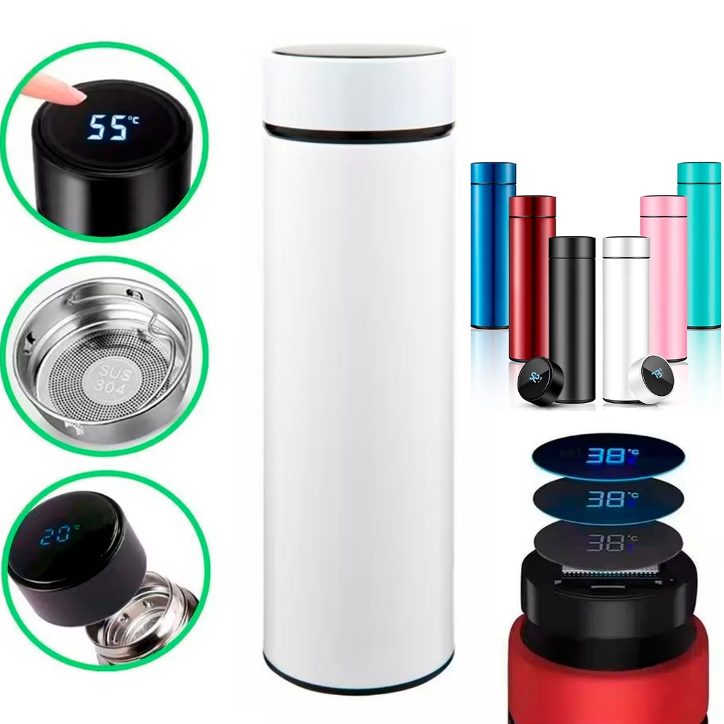 Garrafa Termica Inox Com Visor Digital 500ml Com Termometro Inteligente