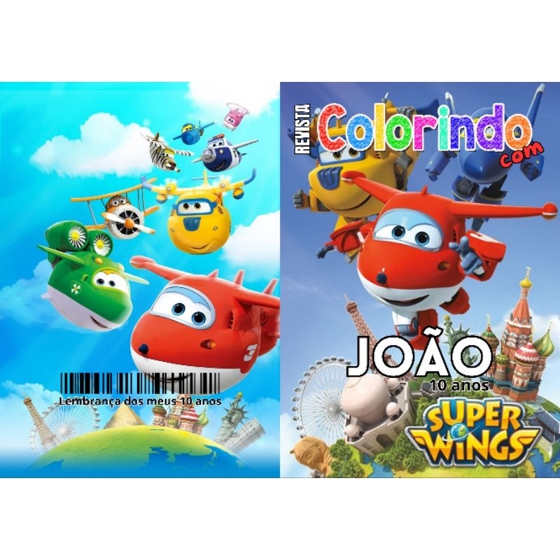 Revista de Colorir SUPER WINGS 2 Personalizada Lembrancinha Festa Infantil Todos os Temas Livro