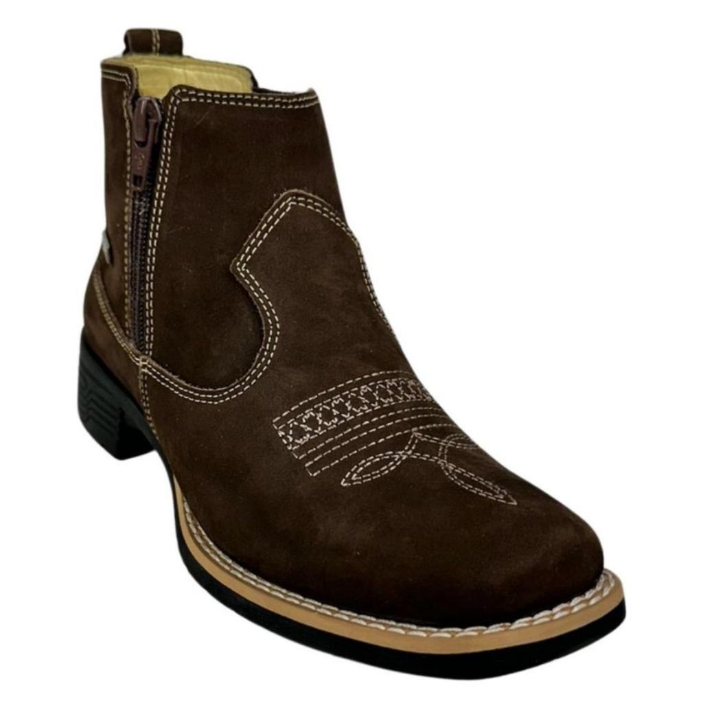 BOTINA NOBUCK CAFE ORIGINAL ZEBU FEMININA BICO QUADRADO