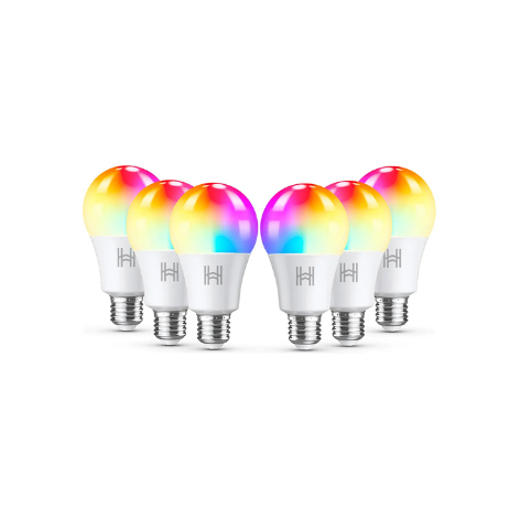 Kit 6 Lampada Inteligente Rgb Wifi Smart Google Alexa Homefy