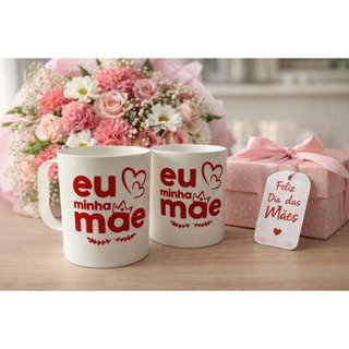 Kit 50 Canecas Brancas 400ml Estampadas Eu Amo Minha Mãe Plástica em Oferta na Shopee