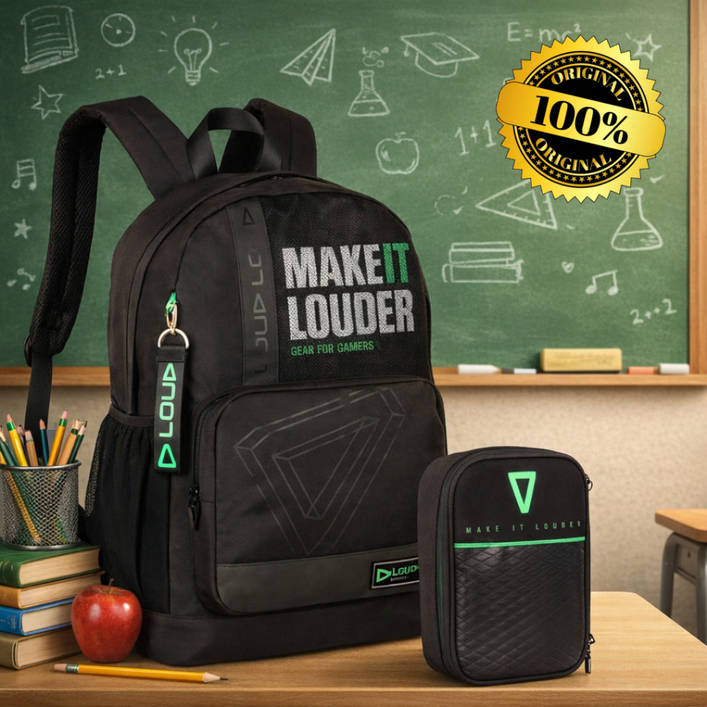 Kit Mochila E Estojo Preto Gamer Loud Oficial Licenciada